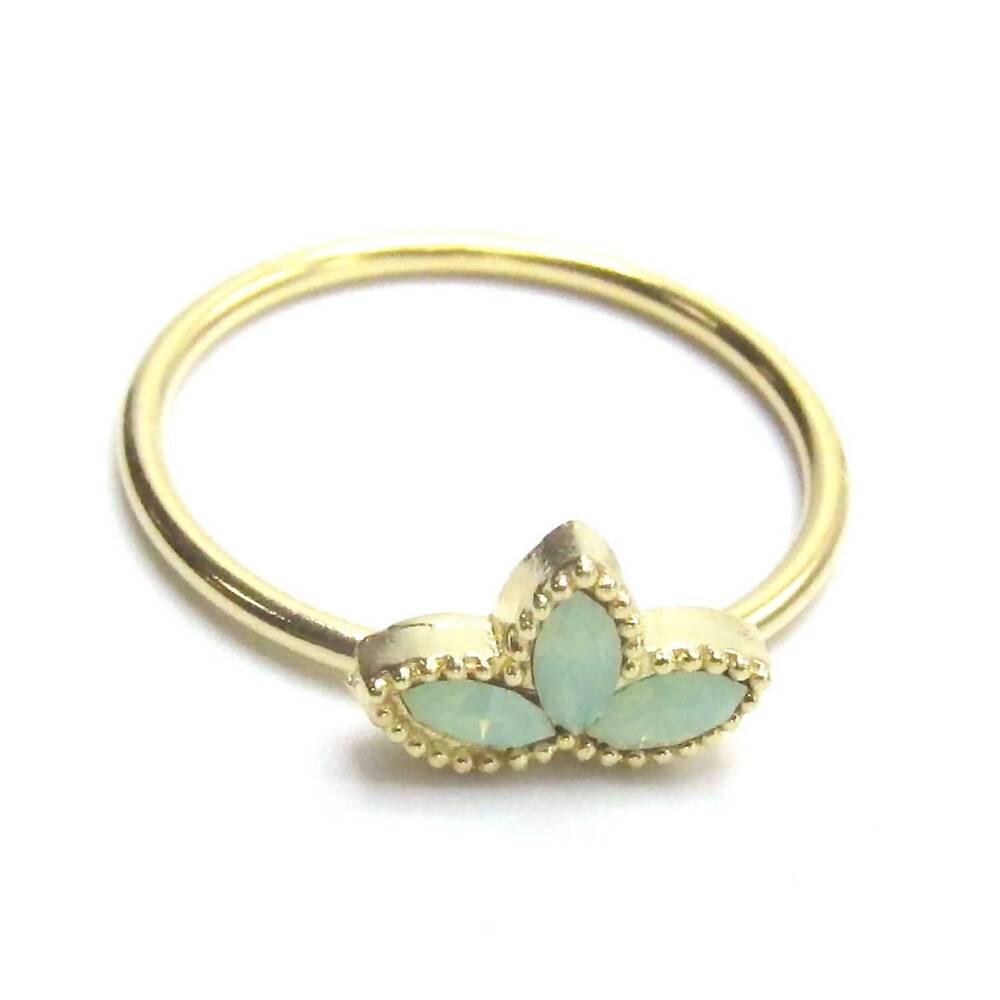NEW JESSICA ELLIOT women's lotus blossom ring in gold/pacificopal